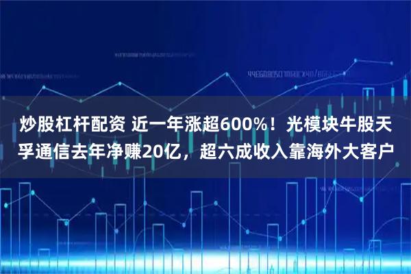 炒股杠杆配资 近一年涨超600%！光模块牛股天孚通信去年净赚20亿，超六成收入靠海外大客户